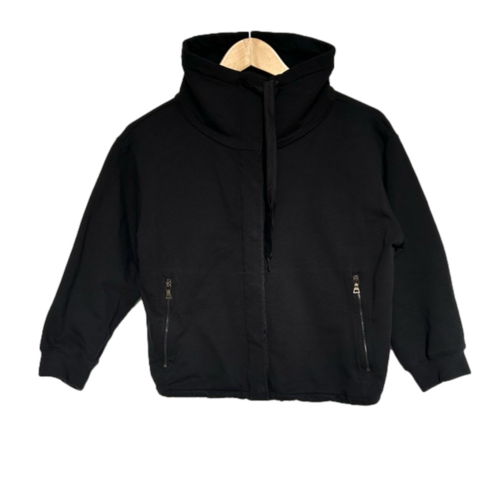 Prada bomber jacket crop zip black top high neck size small